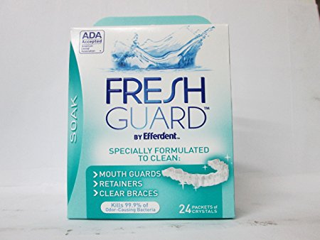 Fresh Guard by Efferdent - Soak - Specially Formulated to Clean: Retainers, Mouthguards, & Removable Braces - 24 Packets of Crystals Per Box - Pack of 2 Boxes