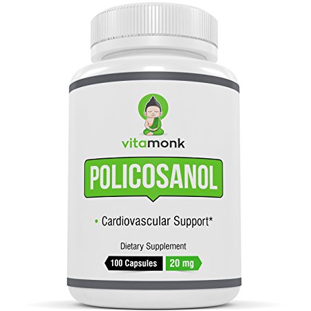 MAX Value Policosanol 20mg Capsules by VitaMonk - Supplement Supports Lower Cholesterol and Supports Healthy Circulation - 100 Count