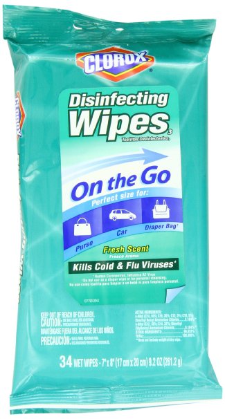 Clorox Disinfecting Wipes On The Go, Fresh Scent, 34 Count Pack