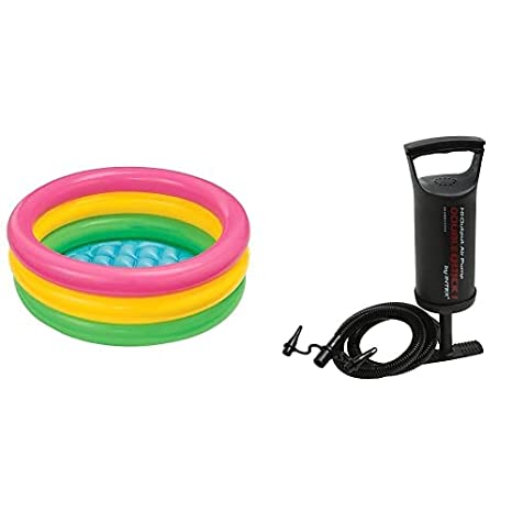 Intex Sunset Glow Baby Pool, Multi Color & High Output Air Balloon Pump, Multi Color