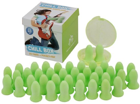 Chill Box Ear plugs 20 prs by Inner Peace Ventures and Moldex reduce stress Block Noise are Comfortable Eliminate Distractions Enhance concentration Hearing protection lets you Sleep well while your roommate snores