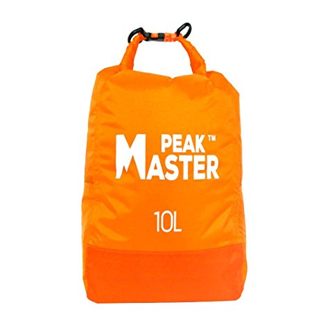 10L Dry Bag by Peak Master, Lightweight, Soft Waterproof Roll-Top Sack for camping, fishing, boating, kayaking, rafting, ultralight backpacking and snowboarding