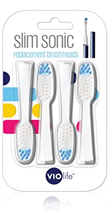 Violife VST-4TBX Slim Sonic Travel Toothbrush Replacement Brush Heads, 4 Pack VST-4TBX, White, 1.5 Ounce
