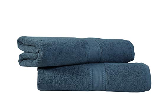 Saatvik Home Care 100% Cotton(Blue) Extra Long Towel Set 2 Pack (27 x 54) Super Soft Highly Absorbent Hotel spa Quality, Light Weight, Multipurpose, Quick Drying, Pool Gym Towel Set