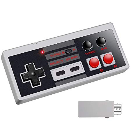 Wireless Controller for NES Classic, Eloiro 2.4G Rechargeable Gamapad with Receiver Turbo Switch, Compatible for Nintendo NES Classic Mini Edition Gaming System Joystick