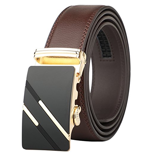 Dante Men's Leather Ratchet Dress Belt with Automatic Buckle