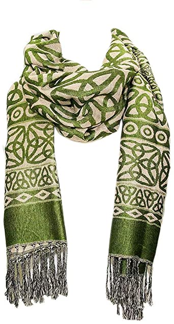 Ladies Celtic Heritage Scarf, Ancient Celtic Style Design, Moss Green