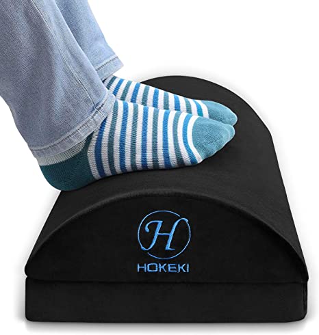 HOKEKI Upgraded Foot Rest Under Desk with Adjustable Height, Soft Yet Firm Foam Velvet Footrest Cushion, Foot Stool Rocker Pillow for Home, Office, Car, Airplane to Relieve Lumbar, Back, Knee Pain