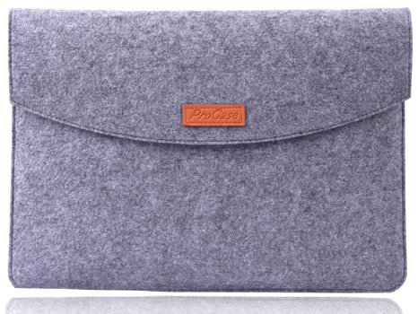 ProCase 12 - 12.9 Inch Sleeve Bag, Surface Pro 4 3, Apple iPad Pro 12.9, 12 Inch MacBook Sleeve Case Felt Carrying Bag, 11 - 12 inch Ultrabook Laptop Sleeve Bag (Grey)