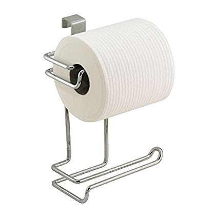 mDesign Toilet Paper Holder for Bathroom Storage, Over the Tank - Chrome