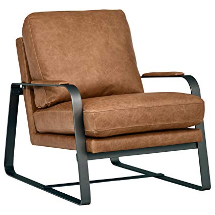 Rivet Summit Top-Grain Leather Steel Armed Accent Chair