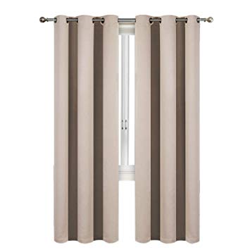 SUO AI TEXTILE - Blackout Curtains Room Darkening and Thermal Insulating Window Panels/Drapes - 2 Panel Set - 6 Grommets per Panel - (Light Brown,37x84 Inch with Grommets)