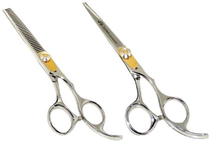Equinox Professional Razor Edge Series - Barber Hair Cutting and Thinning/Texturizing Scissors/Shears Set - 6.5" Overall Length with Fine Adjustment Tension Screw - Japanese Stainless Steel - Lifetime Guarantee!