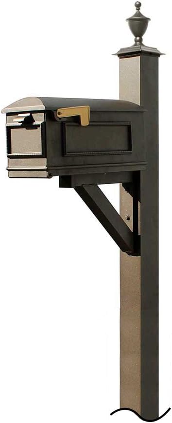 Qualarc WPD-NB-S5-LMC-BZ Westhaven Cast Aluminum Post Mount System with Lewiston Mailbox (No Base) Urn Finial, Ships in 2 Boxes, Bronze
