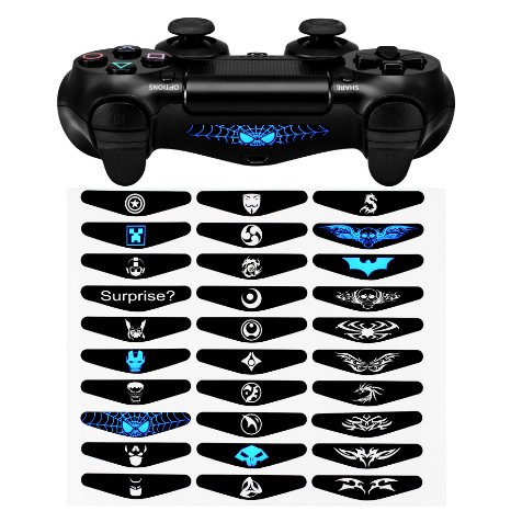 eXtremeRate Light Bar Decal Stickers Set of 30 Different Pcs for PS4 Playstation 4 Controller - Mix Stickers