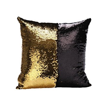Idea Up Reversible Sequins Mermaid Pillow Cases 4040cm with magic mermaid sequin (gold and black)