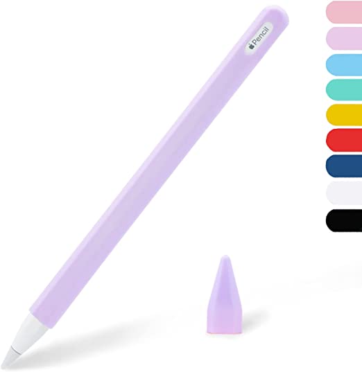 KELIFANG Silicone Case Sleeve Cover Compatible Apple Pencil 2nd Generation, Protective Skin Holder Grip and 2 Tip Cap Accessories Compatible iPad Pro 11 12.9 inch, Purple