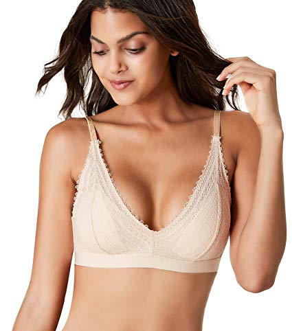 Rolewpy Women’s Floral Lace Bralette Plunge Deep V Removable Pad Bra Wirefree Crop Top with Adjustable Strap