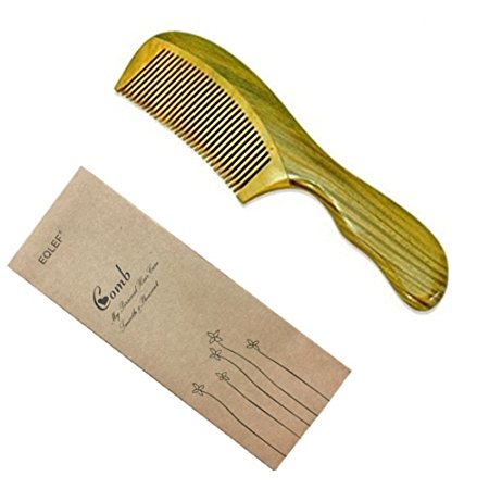 EQLEF® Green sandalwood no static handmade comb (18.5cm)