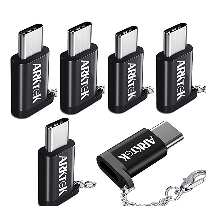 ARKTEK USB-C to Micro USB Adapter, USB Type C (male) to Micro USB (female) with Keychain Sync and Charging Adapter for Apple MacBook Samsung Galaxy S9 and more (Pack of 6)