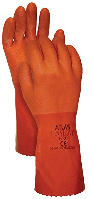 Atlas Glove C620M Medium Orange Vinylove PVC Gloves