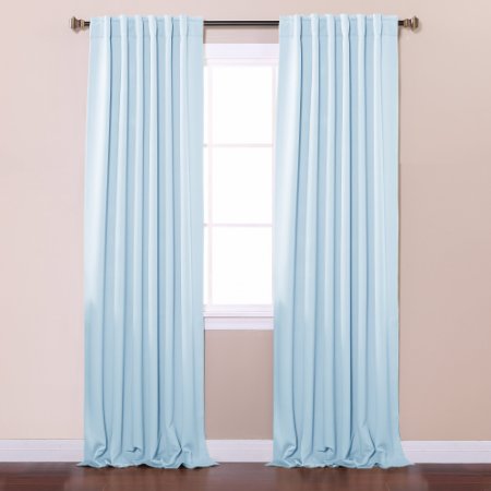 Best Home Fashion Thermal Insulated Blackout Curtains - Back Tab/ Rod Pocket - Sky Blue - 52"W x 84"L - Not Tiebacks - (Set of 2 Panels)