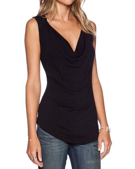 Sarin Mathews Women's V Neck Ruched Sleeveless Sexy Blouse Stretch Tank Tops