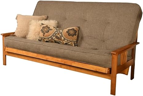 Kodiak Furniture Monterey Queen-Size Butternut Wood Futon-Linen Stone Mattress