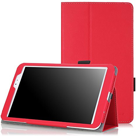 MoKo LG G Pad 8.3 Case - Slim Folding Cover Case with Built-in Hand Strap & Stylus Pen Loop for LG G Pad 8.3 Inch V500/V510/VK810 Verizon 4G LTE Tablet, RED (With Smart Cover Auto Wake / Sleep)