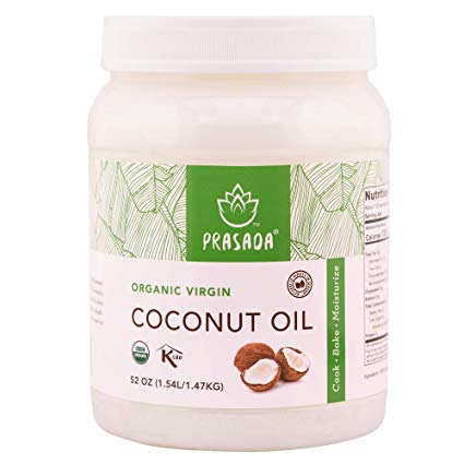 Prasada Organic Virgin Coconut Oil (52oz) | Cold-Pressed, Non-GMO, Single Origin | Perfect for Baking, Frying, Grilling and Cosmetic Application