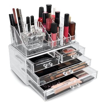 Sorbus® Acrylic Cosmetic Makeup and Jewelry Storage Case Display - Great for Lipsticks, Liners, Nail Polishes, Brushes, and Much More-Bathroom Space Saving, Stylish Acrylic Case