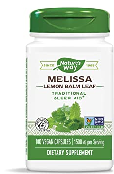 Nature's Way Premium Herbal Melissa Lemon Balm Leaf, 1,500 mg per serving, 100 Capsules