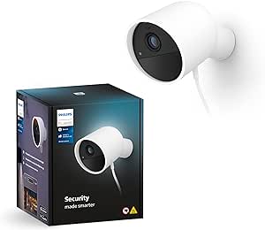 Philips Hue Secure Wired Smart Home Security Camera, White - 1 Pack - 1080P HD Video - Night Vision - Motion Detection - Two-Way Talk - Indoor/Outdoor - Weatherproof - Works with Hue App