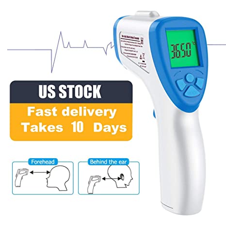 Forehead Thermometer Non-Contact Infrared Thermometer Accurate Digital Temperature Gun for Kids and Adult,Instant Reading Temperature CE and FCC Certification