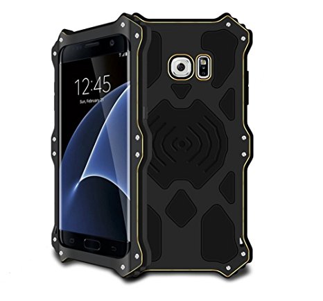 Galaxy S7 Edge Case,MK2 Series Luxury Aluminum Alloy Protective Case, Metal Bumper Armor Aluminum Shockproof Military Heavy Duty Protector Case Cover for Samsung Galaxy S7 Edge (Black)