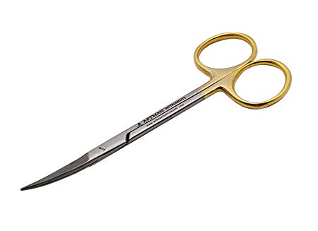 Scissors Surgical 5.5 inches Curved Gold Plated Handle Tungsten Carbide Inserts Extra Sharp and Durable ARTMAN Brand