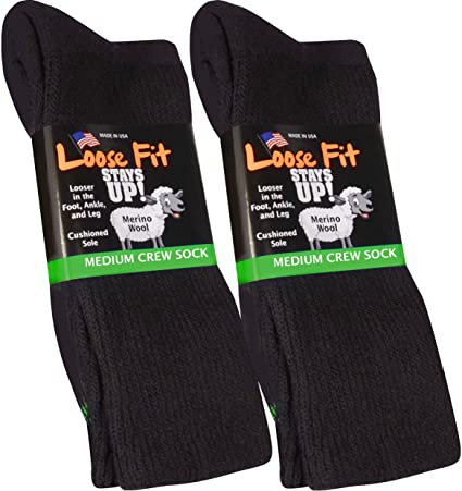 Loose Fit Stays Up Solid Merino Wool Men's and Women's Sock 2 Pack