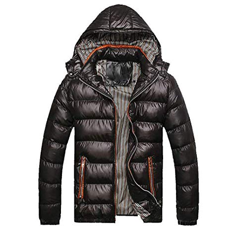 WOCACHI Mens Down Jackets Puffer Coat Detachable Hooded Thicken Outwear Overcoat