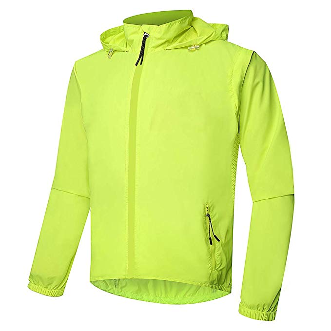 Dooy Men's Windbreaker Cycling Rain Jacket,Lightweight Waterproof Detachable Raincoat,Outdoor Sports Windbreaker for Running.