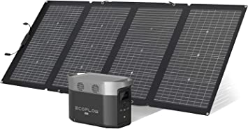 EF ECOFLOW Delta Max (1600) Solar Generator 1612Wh with 220W Solar Panel, 4 X 2000W (4600W Surge) AC Outlets, Portable Power Station for Home Backup Outdoors Camping RV Emergency