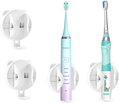 2PC Electric Toothbrush Holder Wall Mounted, Self-Adhesive Toothbrush Holders for Bathroom, Universal Toothbrush Stand Holder, Non-Slip Electric Toothbrush Body Base Stander (B-White)