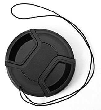 Phot-R 46mm Protective Centre Pinch Snap-On Lens Hood Cap Keeper Cover with Safety Cord for DSLR Cameras with an 46mm Filter Thread Lens