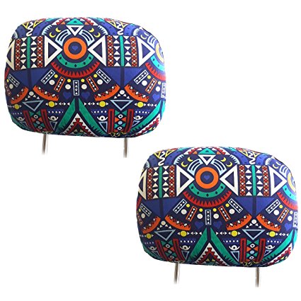 Yupbizauto New Interchangeable Car Seat Headrest Covers Universal Fit for Cars Vans Trucks-Sold by a Pairs (Aztec)