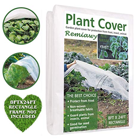 Remiawy Plant Covers Freeze Protection Frost Blankets for Plants-Reusable Frost Cover for Plants Cold Weather Floating Row Cover for Vegetables Insect Protection Season Extension(8FTX24FT)