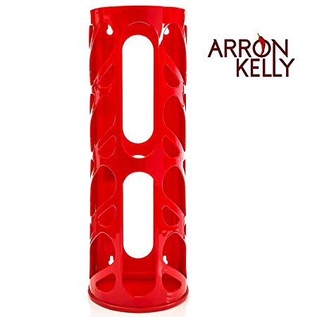 Arron Kelly Oval Organizer Wall Mounting Plastic Bag Holder and Dispenser, Red