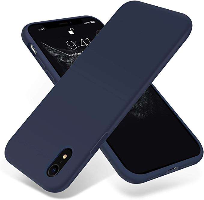 for iPhone XR Case, OTOFLY [Silky and Soft Touch Series] Premium Soft Silicone Rubber Full-Body Protective Bumper Case Compatible with Apple iPhone XR - Midnight Blue