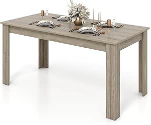 Giantex Dining Table, Kitchen Table, 63" L x 31.5" W x 30" H Large Table, Farmhouse Center Table for Living Room, Home Office, 330LBS Capacity, Dinette Table, Dinner Table, Dining Room Table (Oak)