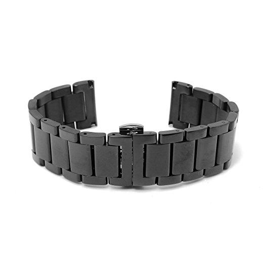 BABAN 18-24mm Stainless Steel Wrist Watch Band Strap Double Clasp Bracelet