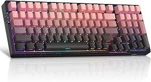 MageGee LIGHT100 Wireless Creamy Keyboard, 96% Gasket Hot Swappable Mechanical Keyboard, 2.4G/USB-C/BT5.0 RGB Backlit Gaming Keyboard for Win/Mac/PC, 8000mAh Battery, Side Printed PBT Keycaps, Pink