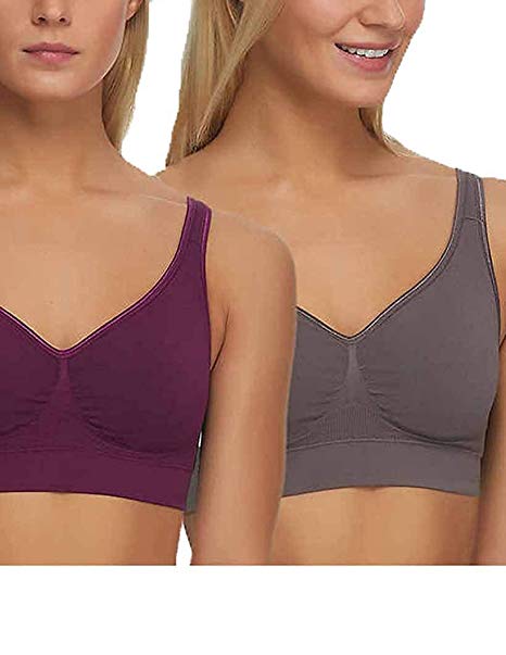 Wire Free Bra Breathable Seamless with Removable Pads Gloria Vanderbilt 2 Pack